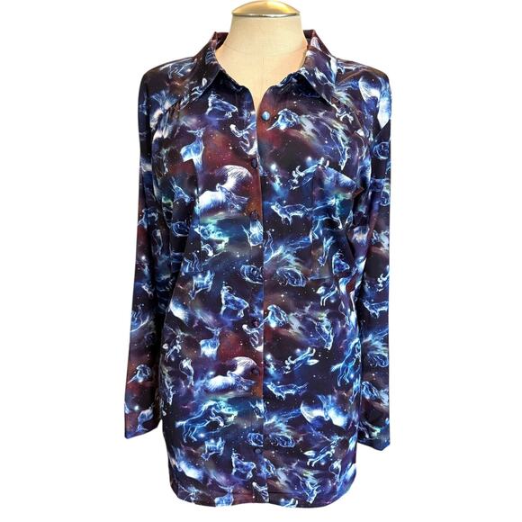 Torrid Plus Size 6 Animals of Harry Potter Galaxy Madison Button Front Blouse - Picture 4 of 4